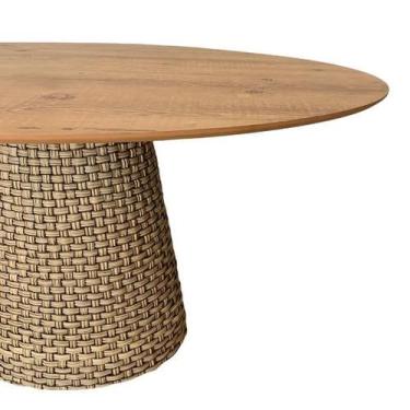 Imagem de Mesa De Jantar Cone Oval 140x90 cm Tampo Antíqua Base Fibra Sintética 