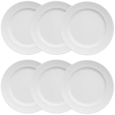 Imagem de Jogo 6 Pratos de Sobremesa em Porcelana Redondo Germer Chevron Branco 