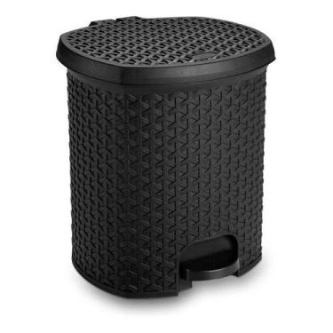 Imagem de Lixeira Cesto 6L Rattan Com Pedal Perfeita P/ Escritório Cozinha Quart