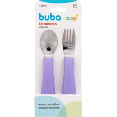 Imagem de Kit Talheres Bubazoo Roxo Elefante Buba 16975 - Não informado