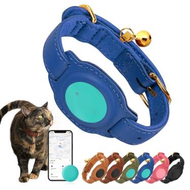 Imagem de Cat Tracker, GPS Pet Tracker para gatos (apenas iOS), coleira de couro para gatos com rastreador, funciona com qualquer coleira, sem taxa mensal, compatível com Apple Find My App não para Android