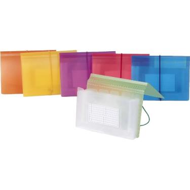 Imagem de Filexec Arquivo ex pading, tamanho cupom, 5 bolsos com abas, fecho elástico, pacote com 6, sortido: Mirtilo, morango, uva, limão, tangerina (50142-4396)