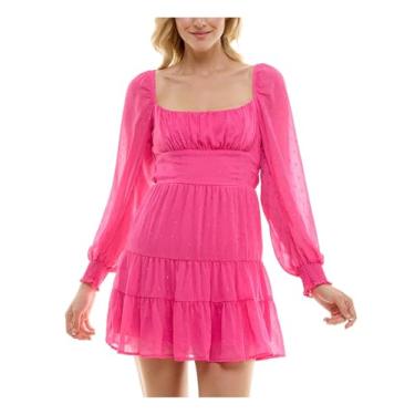 Imagem de Speechless Vestido Babydoll feminino de manga comprida, Rosa choque, G