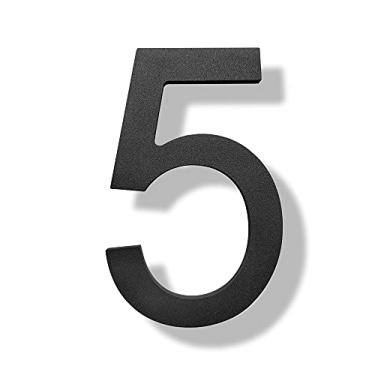 Imagem de Números de casa de aço inoxidável - Número de endereço residencial flutuante de 15 cm de altura, à prova de ferrugem, acabamento preto elegante (número 5)