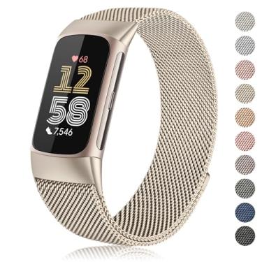 Imagem de Meliya Pulseira de metal para Fitbit Charge 6 para mulheres e homens, pulseira de substituição para Fitbit Charge 6 Fitness Tracker (ouro champanhe)