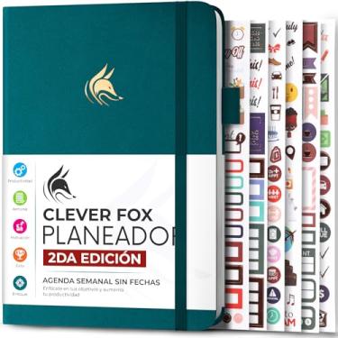 Imagem de Clever Fox Planner 2 Edición en Español - Colorida Agenda de Objetivos Semanales y Mensuales, Organizadora de Tiempo, Sin Fecha A5 (Verde Azulado Oscuro)