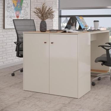 Imagem de VIA NOSSA - Buffet Aparador Smart Office 2 Portas e Tampo Mdf Usinado 76cm - Off white e cedro