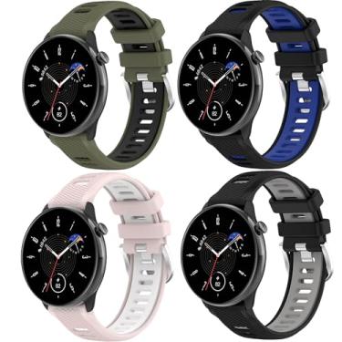 Imagem de QHBAMD Compatível com Amaz-fit GTS 2 Mini/GTS 4 Mini/GTR Mini/GTR 42 mm/Amaz-fit Bip 3/3 Pro/Amaz-fit GTS/GTS 2 3 4, pulseira esportiva de silicone macio de 20 mm (preto, azul, preto, cinza, branco pó