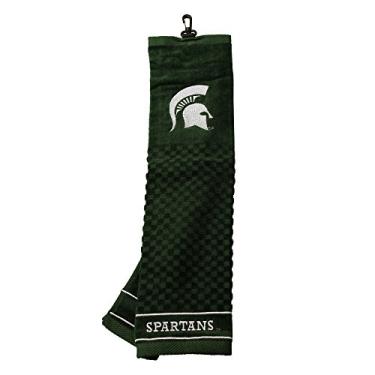 Imagem de Team Golf NCAA Michigan State Spartans Toalha de golfe bordada, design de esfregão quadriculado, logotipo bordado