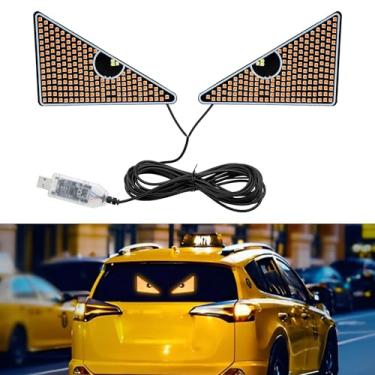 Imagem de PIFOOG Luz LED com olhos de diabo para janela de carro, luzes de sinalização de demônio, olho turco, carros, pára-brisa USB, luz de sinal, cintilante, acessórios divertidos e divertidos, âmbar amarelo