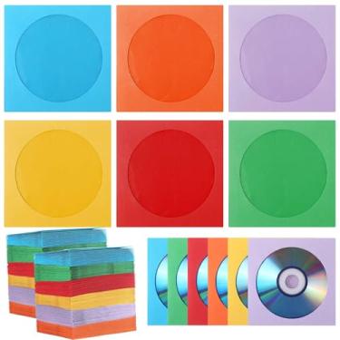 Imagem de Faccito 240 peças de capas de CD de papel coloridas a granel 4,92 x 4,92 polegadas capas de DVD envelopes de Cd capas de disco capas de filmes para DVD, várias cores