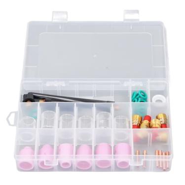 Imagem de Kit de Consumíveis de Soldagem TIG de 40 Peças, Bicos de Cerâmica, Copo de Vidro de Soldagem, Tampas Traseiras, Clipes de Eletrodo Curtos, Anéis de Vedação Com Ampla Aplicação,