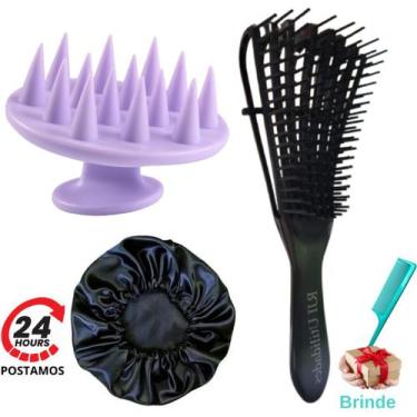 Imagem de Kit Escova Cabelo Polvo Cacheado Cachos, Escova Massageadora Capilar, 
