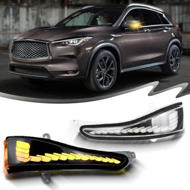 Imagem de INUBOXES Luzes espelhadas laterais LED sequenciais dinâmicas piscando luzes de carro indicadoras de corrida compatíveis com Infiniti Q50 Q60 Q70 QX30 QX50 para Nissan Skyline (lentes transparentes)