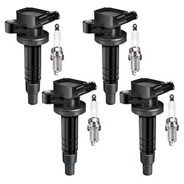 Imagem de MAS Conjunto de 4 Bobinas de Ignição e 4 Velas de Ignição de Irídio 4503 Compatíveis com Chevrolet Toyota Pontiac Prizm Corolla Vibe 1.8L L4 Substituição para Uf247 Uf315 C1249