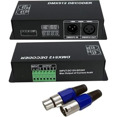 Imagem de AMKI Controlador Decodificador Led Dmx 512 4Ch Decodificador De Display Digital, Controlador Decodificador De Luz Led Dmx512 Driver De Escurecimento Para Luz De Tira Led Rgbw Dc12-24V 4A/Ch (4 Canai