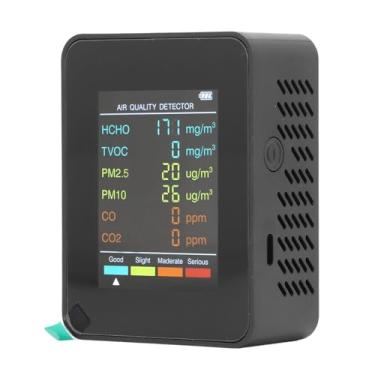 Imagem de Monitor de CO2, Monitor de Qualidade do Ar Interno, Medidor de Qualidade do Ar Portátil para CO2 TVOC HCHO PM2.5 PM10 Detecção, Testador de Qualidade do Ar para Casa (Abs)