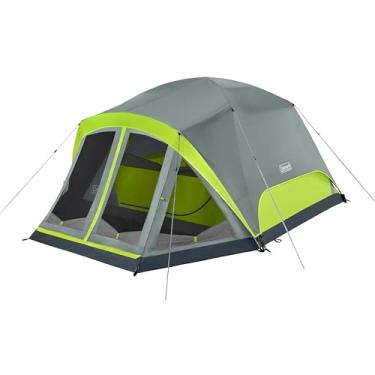 Imagem de Coleman Barraca de acampamento Skydome com varanda e configuração de 5 minutos, barraca à prova de intempéries para 4/6/8 pessoas com bolsa de transporte e mosca de chuva, feita de materiais sem PFAS