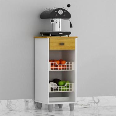 Imagem de Fruteira de Chão Zaya Multiuso Flex 1 Gaveta Mobilihouse, Cinamomo com