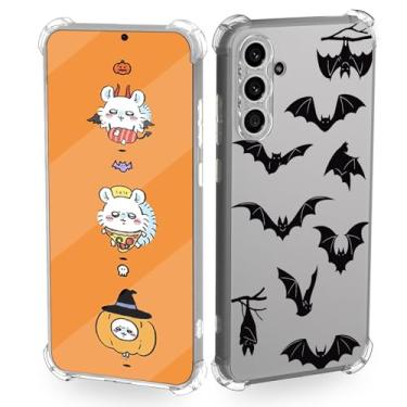 Imagem de HixYaxi Capa transparente para Samsung Galaxy S24 com estampa de morcegos pretos projetada para o Dia das Bruxas, capa protetora de TPU macia para celular Cornors, antiqueda, antiarranhões, capa fina
