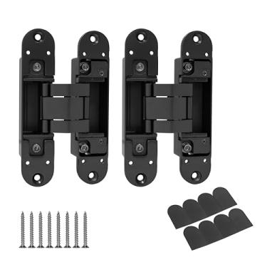 Imagem de RONESS Dobradiça oculta, dobradiça invisível, dobradiça de porta oculta, dobradiça de topo, dobradiça de porta secreta, dobradiça ajustável de 180 graus (preto, 2 peças)
