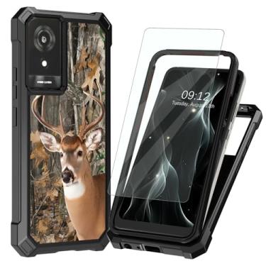 Imagem de BREIDMKFM Capa de telefone TCL K24 com protetor de tela, para TCL 50 LE capa de telefone proteção de camada dupla PC rígido TPU macio bumper à prova de choque capa resistente para K23, veado da