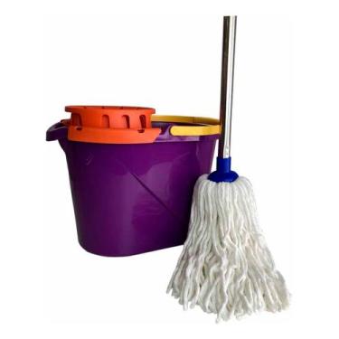 Imagem de Conjunto Refil Mop Com Cabo 1,48mt+ Balde 14lt Espremedor - Roma
