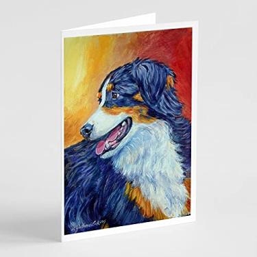 Imagem de Caroline's Treasures 7288GCA7P Cartões de felicitações e envelopes de pastor australiano, pacote com 8, 7 x 5, multicolorido