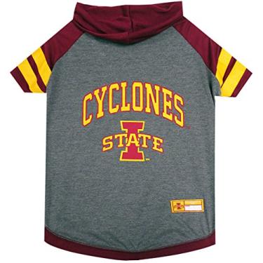 Imagem de Moletom com capuz NCAA Iowa State Cyclones para cães e gatos, médio. | Camiseta com capuz de cachorro licenciada pela faculdade | Camiseta esportiva com capuz para animais de estimação | Camiseta com capuz esportivo para cachorro universitário