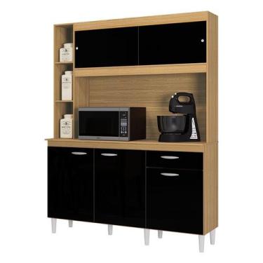 Imagem de Cozinha Kit Duda 140 cm Damasco Preto  Poquema - Poquema Industria