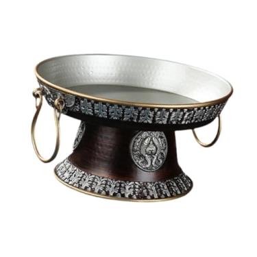 Imagem de IEUDNS Oferecendo bandeja de frutas de frutas bandeja de bênção, suporte de frutas retro, tributo à tigela tibetana bandeja de servir para suprimentos de, S