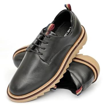Imagem de Sapato Casual Masculino Derby Tratorado Premium Couro Nobre, Preto, 43
