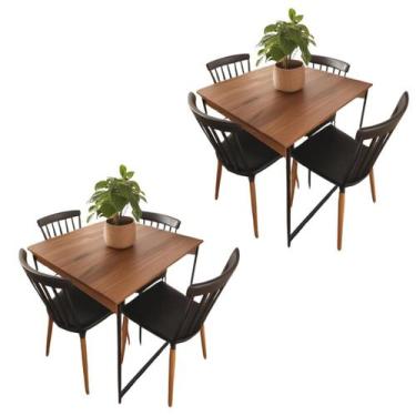 Imagem de Kit 2 Mesa de Jantar Amadeirada para 4 Pessoas  Estilo Industrial e Co