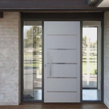 Imagem de Porta Pivotante Solara Alumínio Puxador Barra Chata 210 X 110 Lado Direito Branco