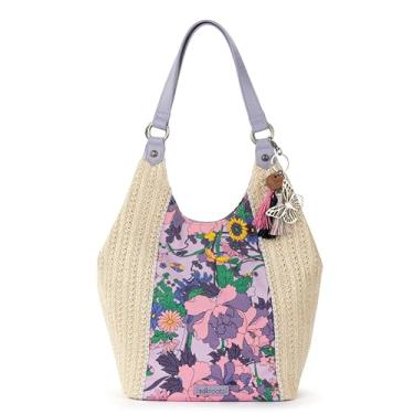 Imagem de Sakroots Bolsa de ombro The Sak Roma Shopper grande com alças duplas e bolsos com zíper para uso diário e viagens, Flor de orquídea, Medium