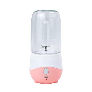 Imagem de Mini Liquidificador Portátil Recarregável USB, 300ml, Lâmina em Aço Inox, Rosa