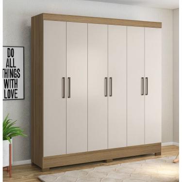 Imagem de Guarda Roupa Casal 6 Portas 3 Gavetas Prático - Amendola Touch/Off White Demóbile