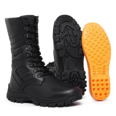 Imagem de Coturno Masculino Militar Sentinel Cano Alto em Couro Legítimo Blaqueado Zíper Lateral (Preto, BR, Adulto, Numérico, 42)