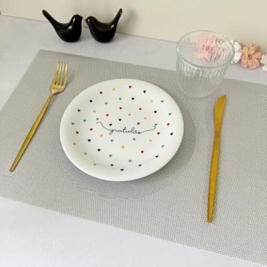 Imagem de Kit 6 Lugar Jogo Americano Retangular Mesa Posta Jantar Cozinha Sousplat Descanso De Prato Decorativo (Prato Prata)