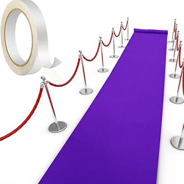 Imagem de Shappy Tapete de corredor roxo para festa, espessura de 55 g/m², com fita para corredor, para pós-graduação, festa de casamento, pista de dança, acessórios ao ar livre (2,6 x 30 pés)
