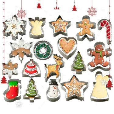 Imagem de StarPack Home Conjunto de cortadores de biscoito de Natal (18 peças) – formas favoritas de férias, incluindo formato de pão de gengibre, estrela e cortador de flocos de neve
