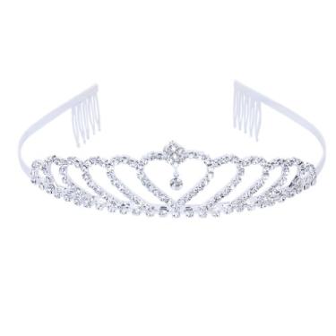 Imagem de Pino de noiva com strass elegante coroa princesa clipe de cabelo Tiara