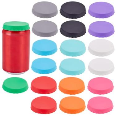 Imagem de PLIGREAT 20 peças de tampas de silicone para latas de refrigerante, 10 cores laváveis, capas de latas reutilizáveis, tampas para latas de bebida de cerveja padrão, suco, coca-cola, refrigerante