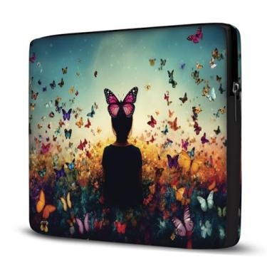 Imagem de Pasta Maleta Capa Case Para Laptop Notebook Compatível com MacBook, Dell, Samsung, Acer UltraBook, 15,6" Garota Borboleta