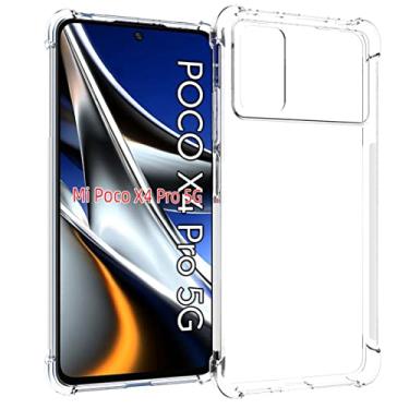 Imagem de USTIYA Capa para Xiaomi Poco X4 Pro 5G Uso Resistente, Bumper Absorção Choques em TPU Transparente Protector Câmera Espessamento nas Quatro Pontas da Carcasa