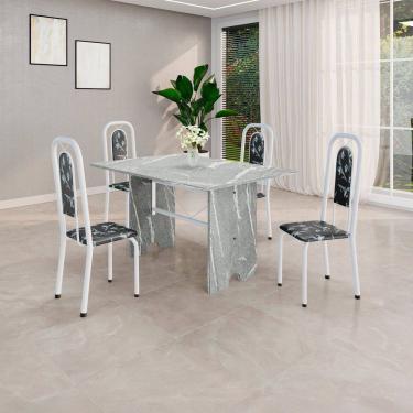Imagem de Conjunto Sala de Jantar com 4 Cadeiras Lara Preto / Branco