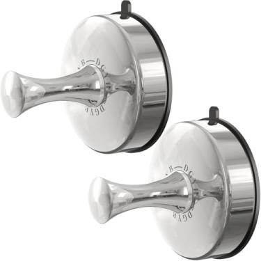 Imagem de DGYB Conjunto de 2 ganchos de sucção de banheiro para parede cromados ganchos de chuveiro para chuveiro interno 304 ganchos de toalha de aço inoxidável para pendurar roupão, bucha, casacos