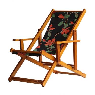 Imagem de Espreguiçadeira Preguiçosa Dobrável Mel Cb-preto Flores