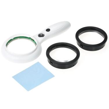 Imagem de Lupa De Mão Intercambiável 2.5x 5x 12 X Com 9 Leds 3 Lentes