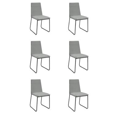 Imagem de Kit 6 Cadeiras De Jantar Cozinha Industrial Lexa Veludo Élpis Móveis Cinza Preta